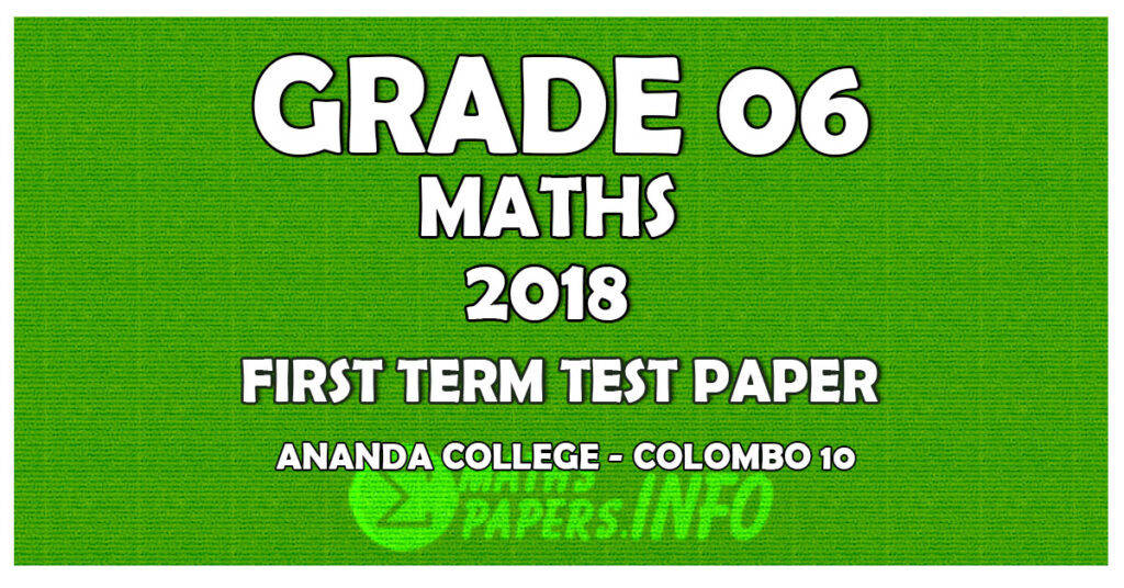 Grade 6 Maths papers 2016 First Term Test Paper in English medium