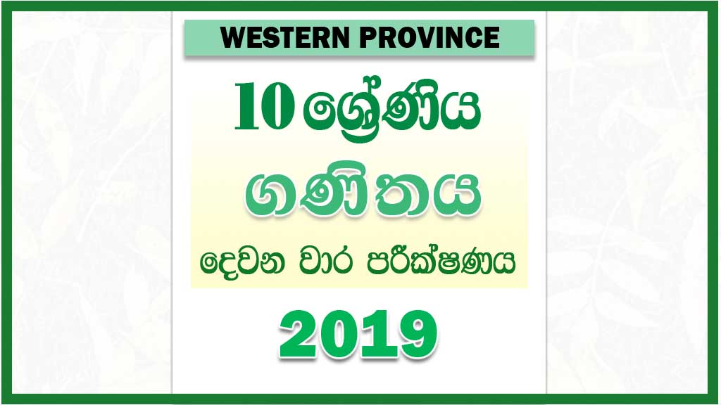 2019 Grade 10 Mathematics Second Term Test Paper Western Province