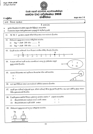 2020 Grade 10 Mathematics First Term Test Paper | North Western Province
