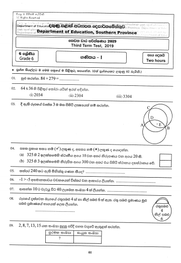 Grade 6 Term Test Papers 2182