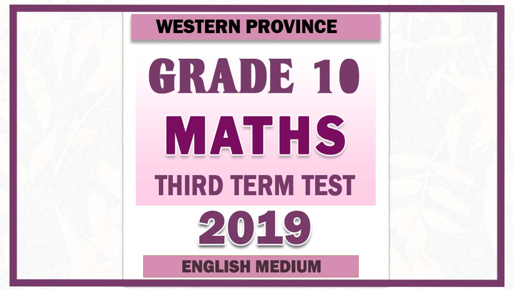 2019 Grade 10 Maths Third Term Paper English Medium Western Province