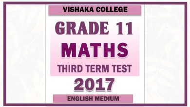 Photo of 2017 Grade 11 Maths Third Term Paper | English Medium – Vishaka College