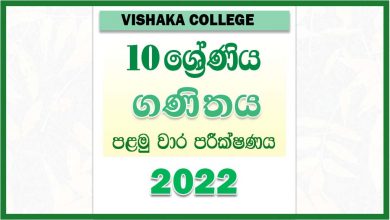 Photo of 2022 Grade 10 Maths First Term Paper | Sinhala Medium – Visakha Vidyalaya
