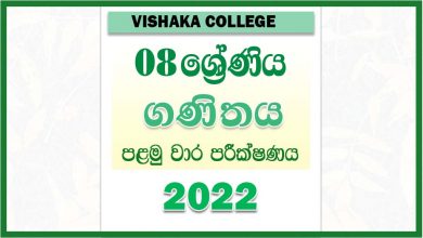 Photo of 2022 Grade 08 Maths First Term Paper | Sinhala Medium – Visakha Vidyalaya
